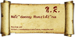 Nádassy Ruszlána névjegykártya